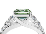 White gold Fancy Green Asscher Cut Brilliant Diamond Pavé Band with Six-Prong Setting_16