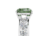White gold Fancy Green Asscher Cut Brilliant Diamond Pavé Band with Six-Prong Setting_17