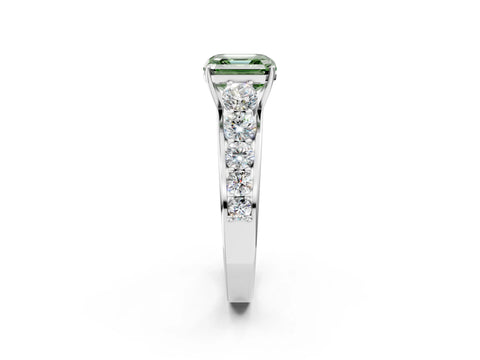 White gold Fancy Green Asscher Cut Brilliant Diamond Pavé Band with Six-Prong Setting_2