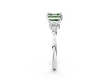 White gold Fancy Green Asscher Cut Brilliant Diamond Solitaire Ring with Pear Side Stones and Four-Prong Setting_44
