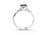 White gold Fancy Green Asscher Cut Brilliant Diamond Solitaire Ring with Pear Side Stones and Four-Prong Setting_45