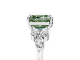 White gold Fancy Green Asscher Cut Brilliant Diamond Solitaire Ring with Pear Side Stones and Four-Prong Setting_47