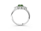 White gold Fancy Green Asscher Cut Brilliant Diamond with Cluster Setting on a Beaded Band and Four-Prong Setting_27