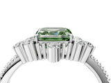 White gold Fancy Green Asscher Cut Brilliant Diamond with Cluster Setting on a Beaded Band and Four-Prong Setting_28