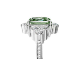 White gold Fancy Green Asscher Cut Brilliant Diamond with Cluster Setting on a Beaded Band and Four-Prong Setting_29