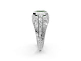 White gold Fancy Green Asscher Cut Brilliant Milgrain Filigree Diamond Ring with Square Prong Setting_2