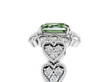White gold Fancy Green Asscher Cut Brilliant Milgrain Pave Heart Band Solitaire Ring_17