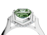 White gold Fancy Green Asscher Cut Brilliant Solitaire Diamond Ring with Channel Set Band and Bar Prong Setting_4