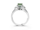 White gold Fancy Green Asscher Cut Brilliant Three-Stone Diamond Ring with Pavé Band and Four-Prong Setting_18