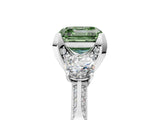 White gold Fancy Green Asscher Cut Brilliant Three-Stone Diamond Ring with Pavé Band and Four-Prong Setting_20