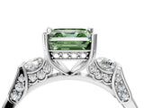 White gold Fancy Green Asscher Cut Brilliant Three-Stone Pave Band with Four-Prong Setting_4