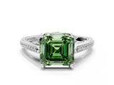 White gold Fancy Green Asscher  Cut Cathedral Pave Diamond Engagement Ring with Six-Prong Setting_32