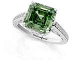 White gold Fancy Green Asscher  Cut Cathedral Pave Diamond Engagement Ring with Six-Prong Setting_33