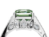 White gold Fancy Green Asscher  Cut Cathedral Pave Diamond Engagement Ring with Six-Prong Setting_36