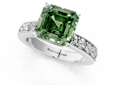 White gold Fancy Green Asscher  Cut Channel Set Diamond Engagement Ring with Four-Prong Setting_1
