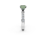 White gold Fancy Green Asscher  Cut Channel Set Diamond Engagement Ring with Four-Prong Setting_2