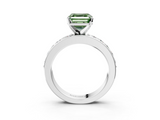 White gold Fancy Green Asscher  Cut Channel Set Diamond Engagement Ring with Four-Prong Setting_3