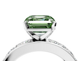 White gold Fancy Green Asscher  Cut Channel Set Diamond Engagement Ring with Four-Prong Setting_4