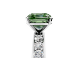 White gold Fancy Green Asscher  Cut Channel Set Diamond Engagement Ring with Four-Prong Setting_5
