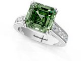 White gold Fancy Green Asscher  Cut Channel Set Solitaire Engagement Ring with Prong Setting_1