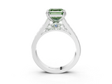 White gold Fancy Green Asscher  Cut Channel Set Solitaire Engagement Ring with Prong Setting_3