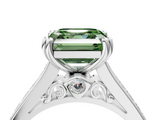 White gold Fancy Green Asscher  Cut Channel Set Solitaire Engagement Ring with Prong Setting_4