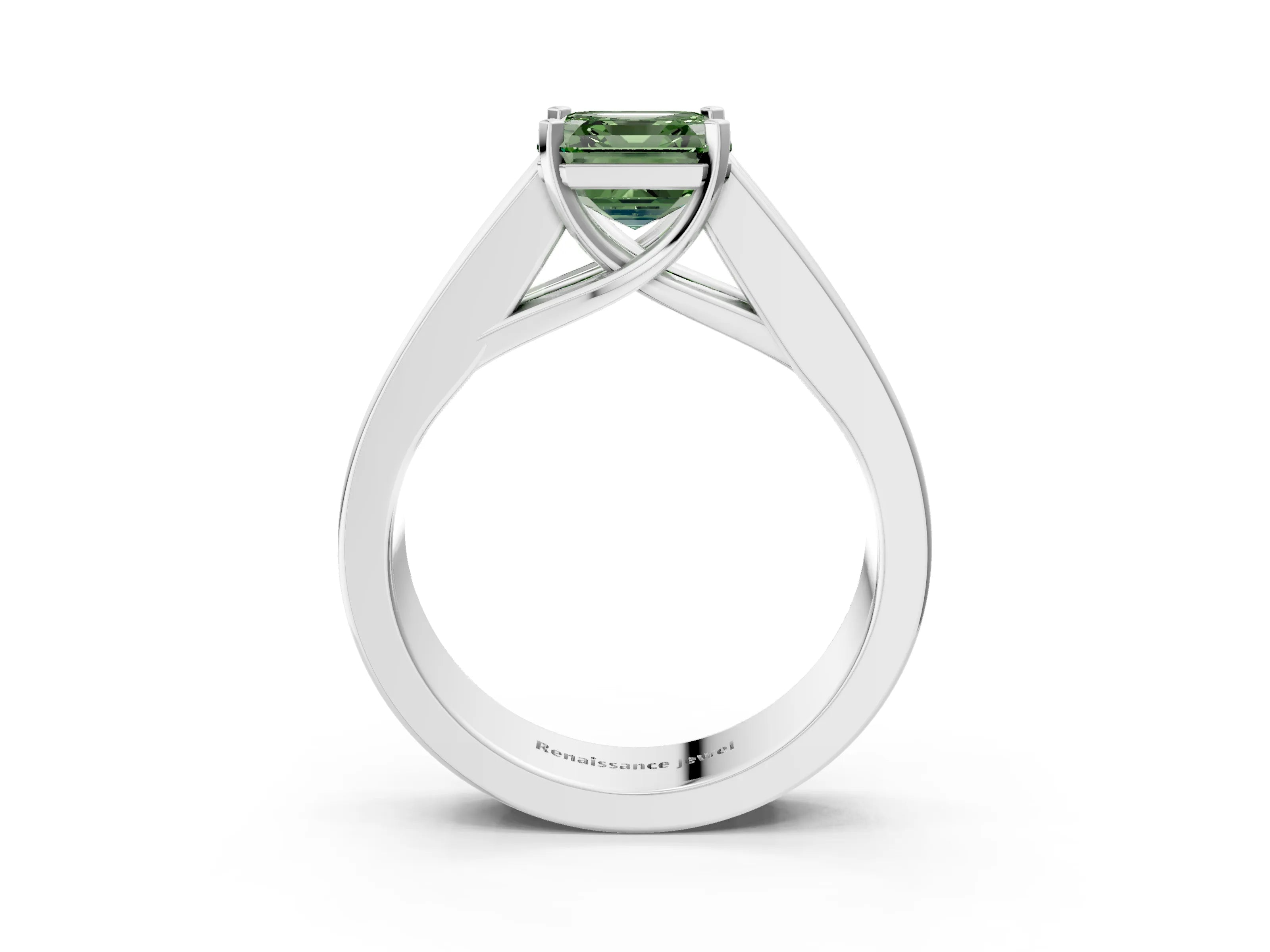White gold Fancy Green Asscher Cut Cut Channel Set Solitaire Ring with Four-Prong Setting_39