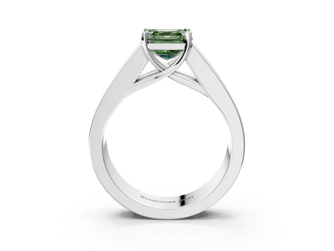 White gold Fancy Green Asscher Cut Cut Channel Set Solitaire Ring with Four-Prong Setting_3