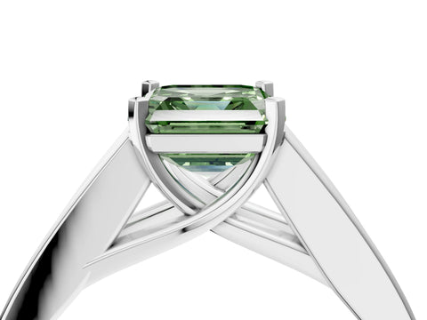 White gold Fancy Green Asscher Cut Cut Channel Set Solitaire Ring with Four-Prong Setting_40