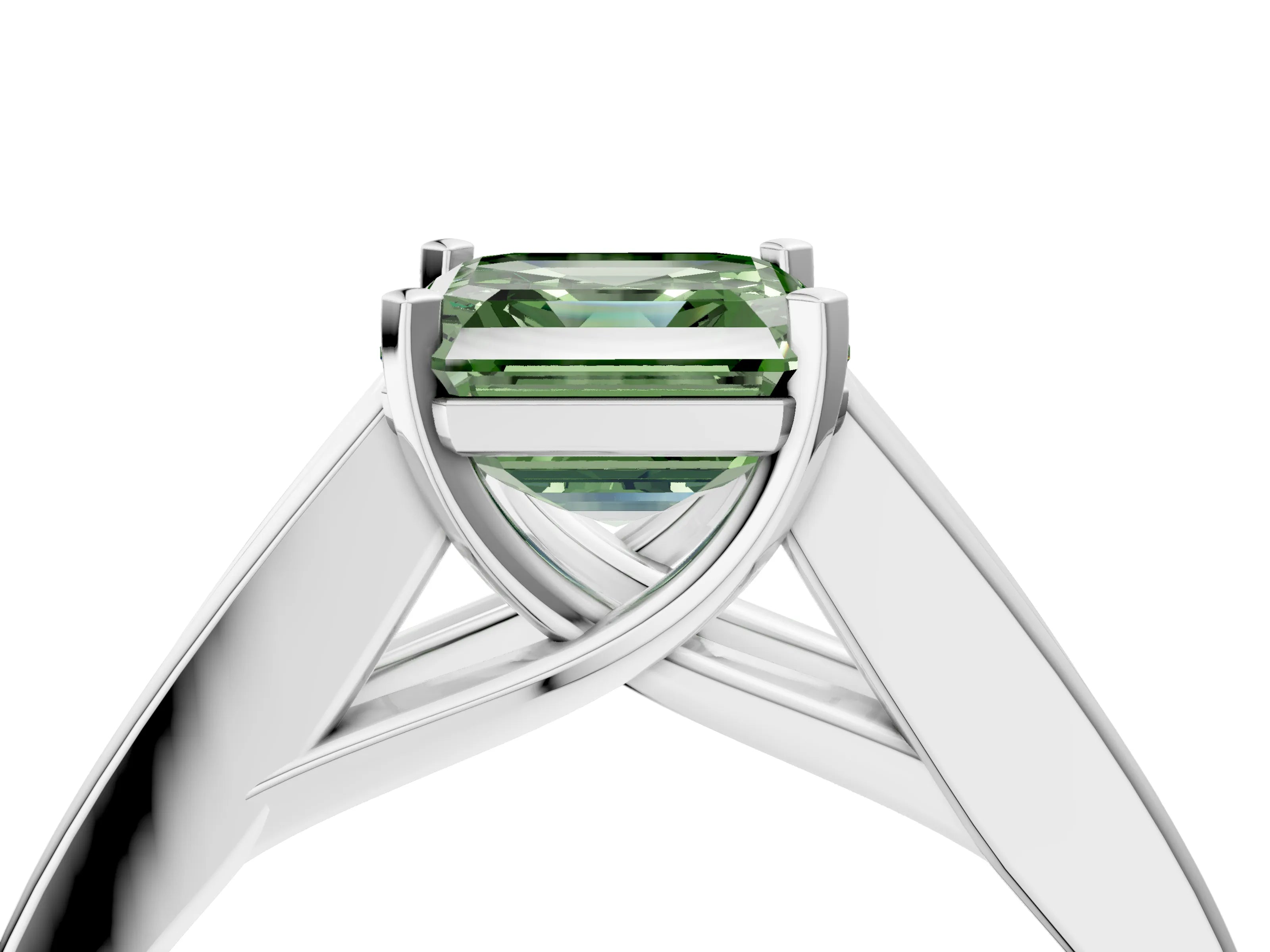 White gold Fancy Green Asscher Cut Cut Channel Set Solitaire Ring with Four-Prong Setting_40