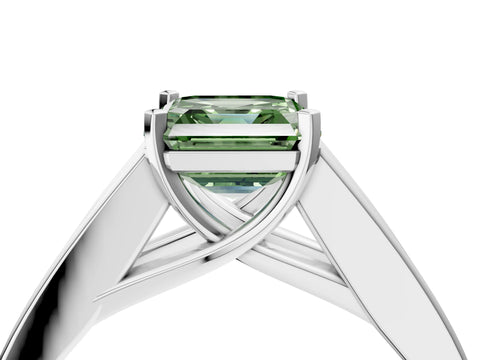 White gold Fancy Green Asscher Cut Cut Channel Set Solitaire Ring with Four-Prong Setting_4