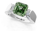 White gold Fancy Green Asscher Cut Cut Diamond Channel Set Solitaire Ring with Four-Prong Setting_133