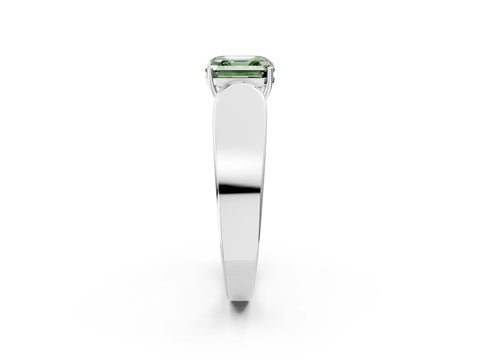 White gold Fancy Green Asscher Cut Cut Diamond Channel Set Solitaire Ring with Four-Prong Setting_134