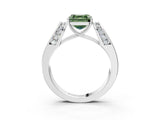 White gold Fancy Green Asscher Cut Cut Diamond Channel Set Solitaire Ring with Four-Prong Setting_135