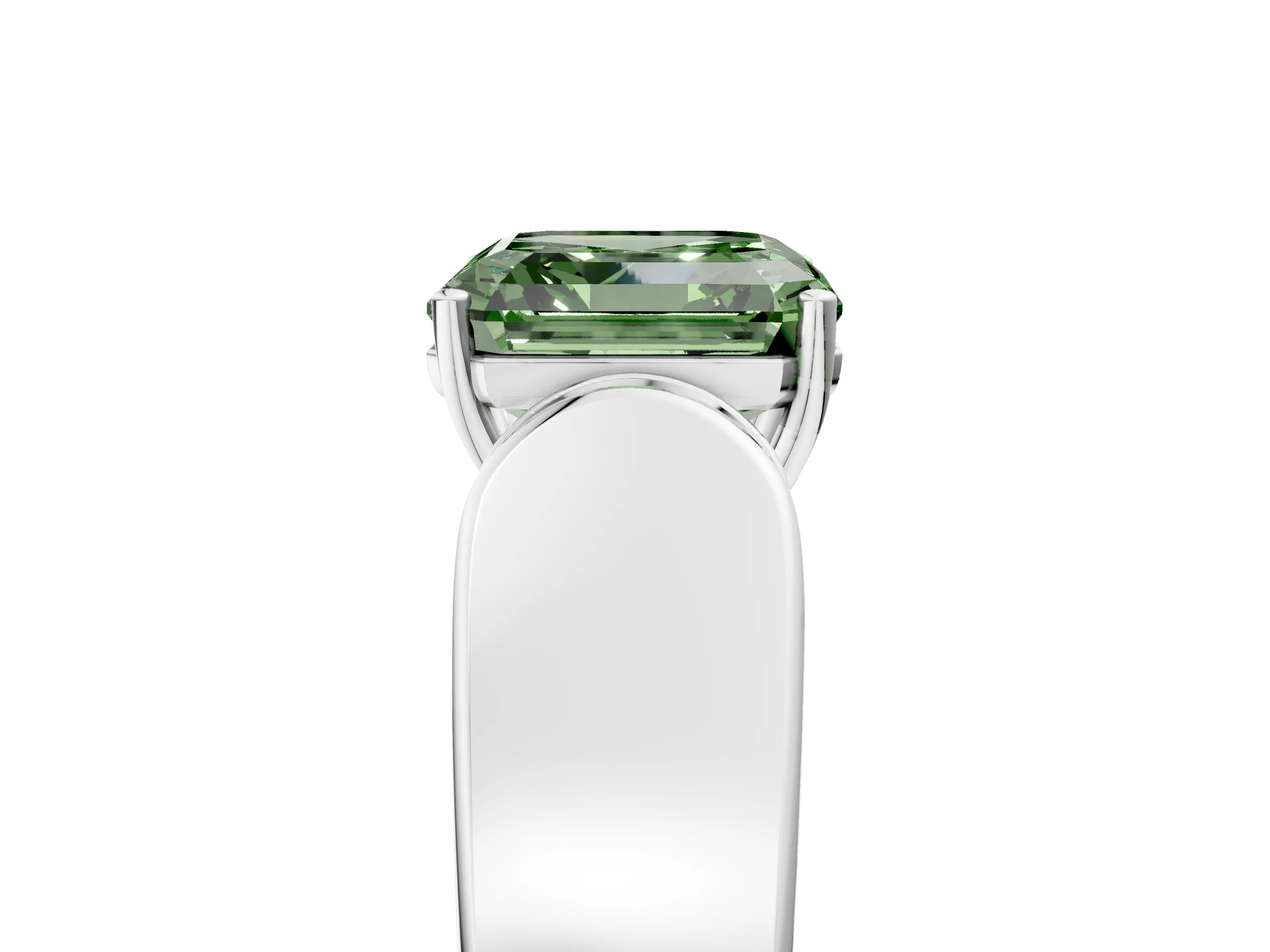 White gold Fancy Green Asscher Cut Cut Diamond Channel Set Solitaire Ring with Four-Prong Setting_5