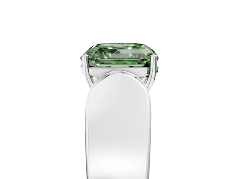 White gold Fancy Green Asscher Cut Cut Diamond Channel Set Solitaire Ring with Four-Prong Setting_5