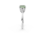 White gold Fancy Green Asscher Cut Cut Diamond Cluster Ring with Solitaire Band and Four-Prong Setting_26