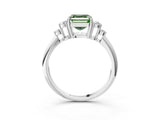 White gold Fancy Green Asscher Cut Cut Diamond Cluster Ring with Solitaire Band and Four-Prong Setting_27