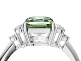 White gold Fancy Green Asscher Cut Cut Diamond Cluster Ring with Solitaire Band and Four-Prong Setting_28