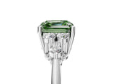 White gold Fancy Green Asscher Cut Cut Diamond Cluster Ring with Solitaire Band and Four-Prong Setting_29