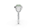 White gold Fancy Green Asscher Cut Cut Diamond Halo Engagement Ring with Open Split Pavé Band_2
