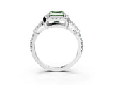 White gold Fancy Green Asscher Cut Cut Diamond Halo Engagement Ring with Open Split Pavé Band_3