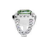 White gold Fancy Green Asscher Cut Cut Diamond Halo Engagement Ring with Open Split Pavé Band_5