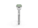 White gold Fancy Green Asscher Cut Cut Diamond Milgrain Pave Band Four-Prong Setting Ring_29