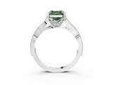 White gold Fancy Green Asscher Cut Cut Diamond Twisted Band with Milgrain Pave Setting and Four-Prong Setting_15