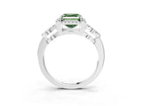 White gold Fancy Green Asscher Cut Cut Halo Diamond Infinity Band with Four-Prong Setting_3