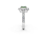 White gold Fancy Green Asscher Cut Cut Halo Diamond Pavé Engagement Ring with Milgrain Detailing_14
