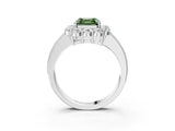 White gold Fancy Green Asscher Cut Cut Halo Diamond Pavé Engagement Ring with Milgrain Detailing_15