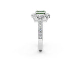 White gold Fancy Green Asscher Cut Cut Halo Diamond Pavé Engagement Ring with Milgrain Detailing_20