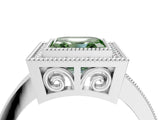 White gold Fancy Green Asscher Cut Cut Halo Pavé Diamond Ring_4
